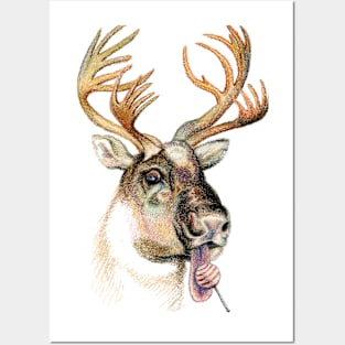 Deer with lollipop Posters and Art